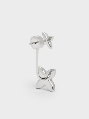 Felicity Flower-Motif Crystal Stud Jacket Earrings, Silver, hi-res