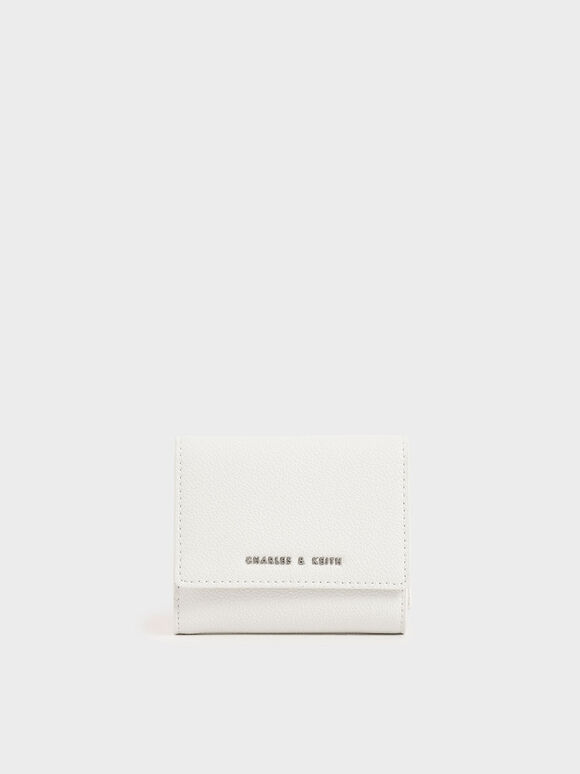 Mini Snap-Button Small Wallet, White, hi-res