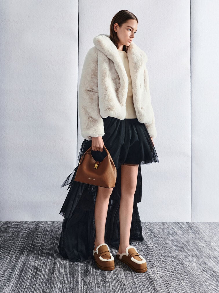 Chance Recycled Leather Turn-Lock Bucket Bag, Chocolate, hi-res