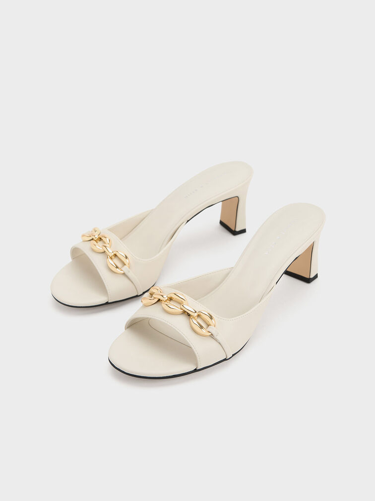 Chunky Chain-Link Heeled Mules, , hi-res