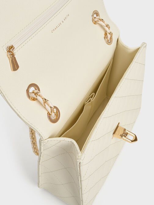 Cressida Quilted Chain Strap Bag, Cream, hi-res