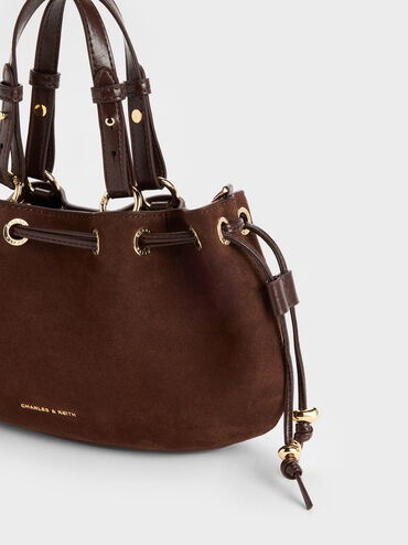 Mini Moxie Drawstring Bucket Bag, Dark Brown, hi-res