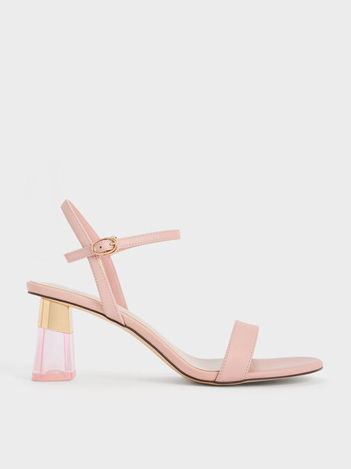 Clear Trapeze Heel Sandals, Blush, hi-res