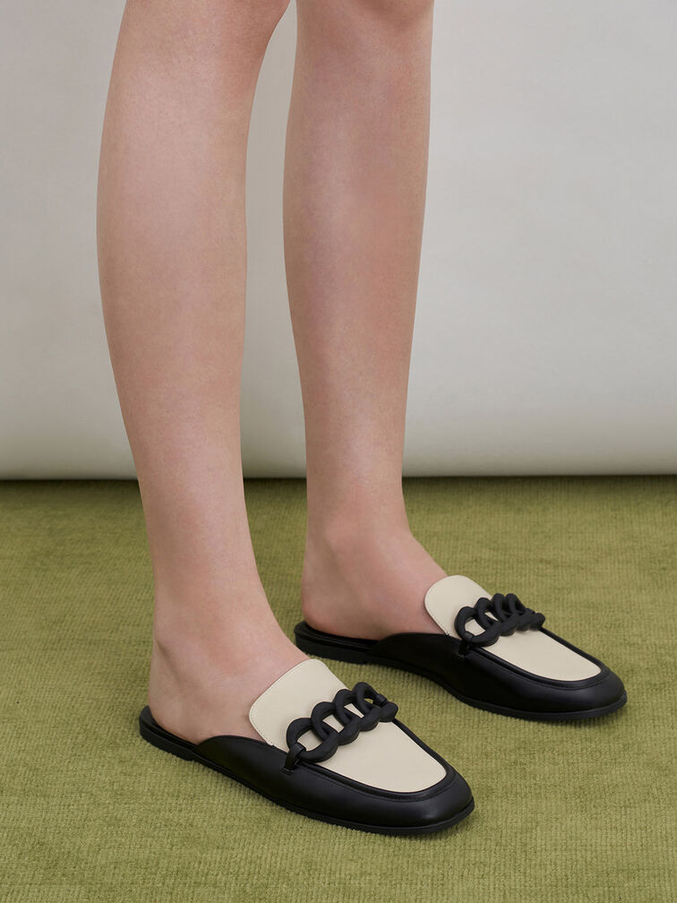 Chunky Chain Two-Tone Loafer Flats, , hi-res