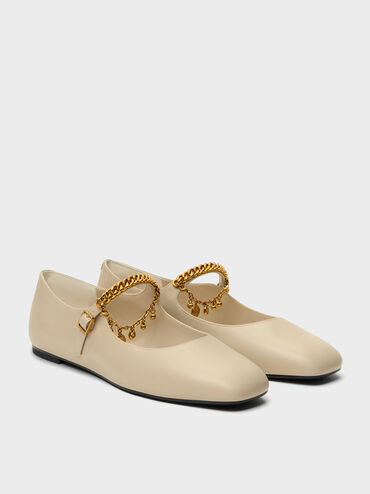 Double-Chain Charm Mary Jane Flats, Chalk, hi-res