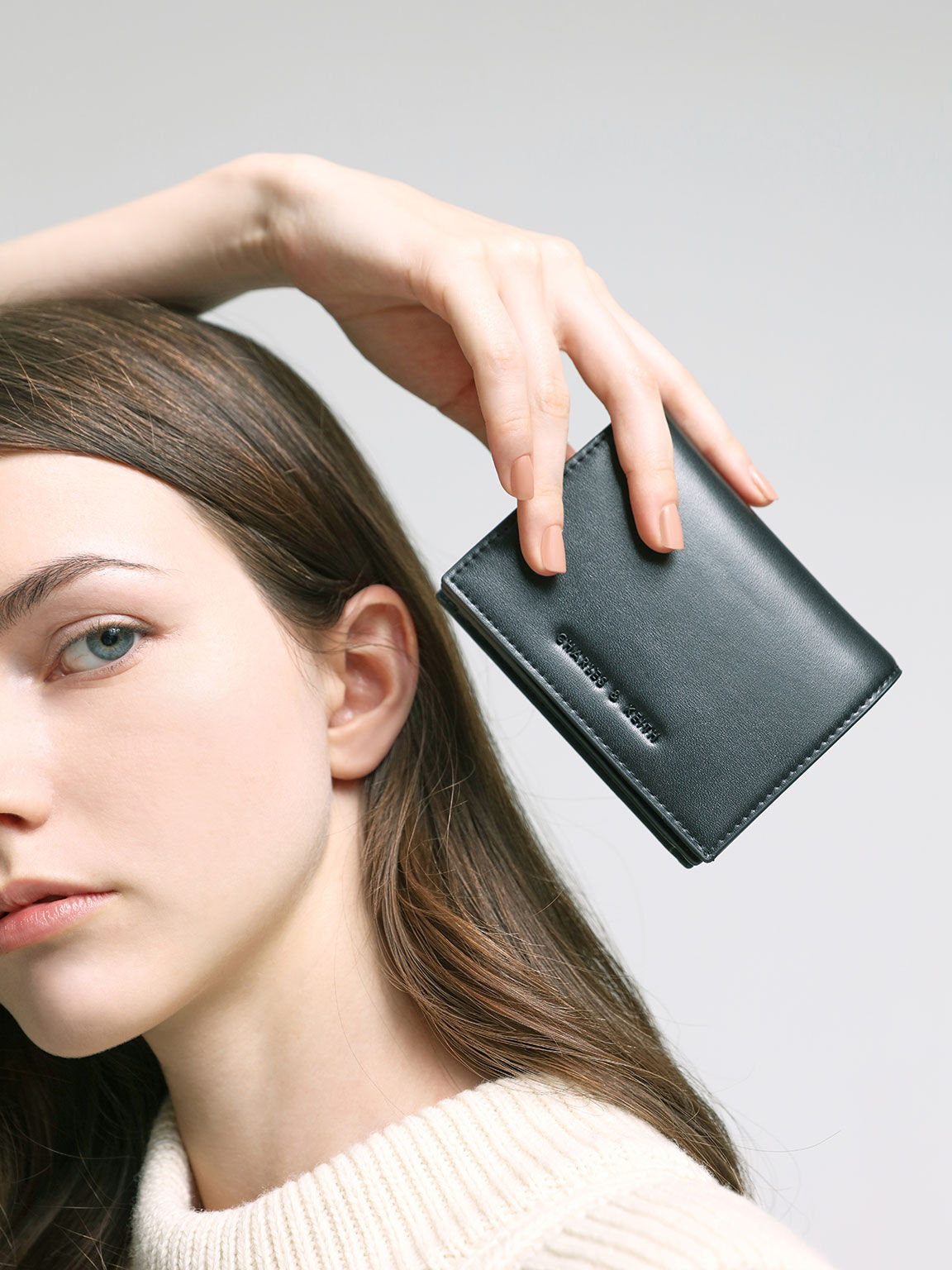 Black Snap Button Mini Short Wallet CHARLES KEITH TH