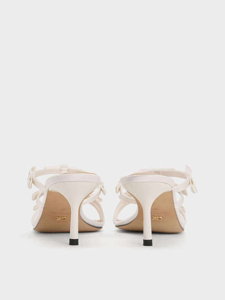 Jessy Recycled Polyester Bow Heeled Sandals, White, hi-res