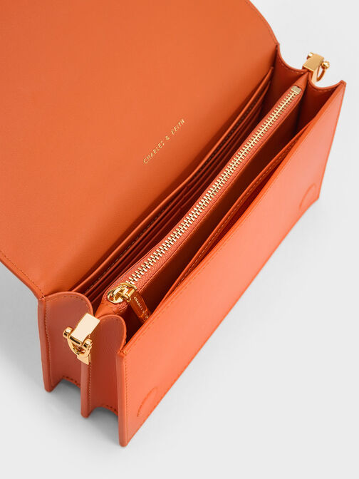 Alcott Scarf Handle Canvas Clutch, Orange, hi-res