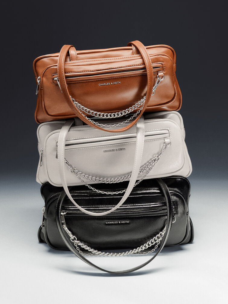 Atwood Chain Elongated Shoulder Bag, Shell Grey, hi-res