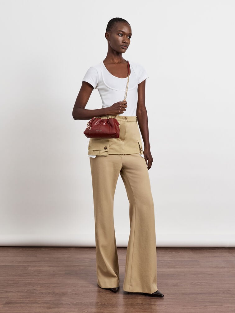 Ciara Ruched Crossbody Bag, Burgundy, hi-res