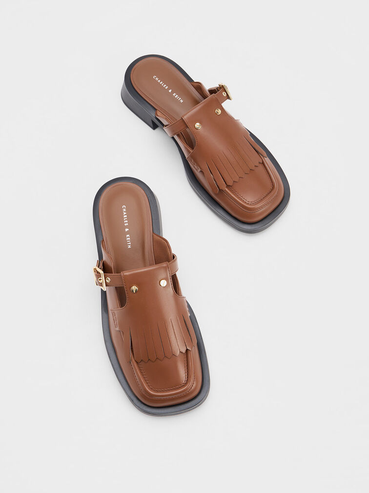 Studded Cut-Out Fringe Mules, , hi-res
