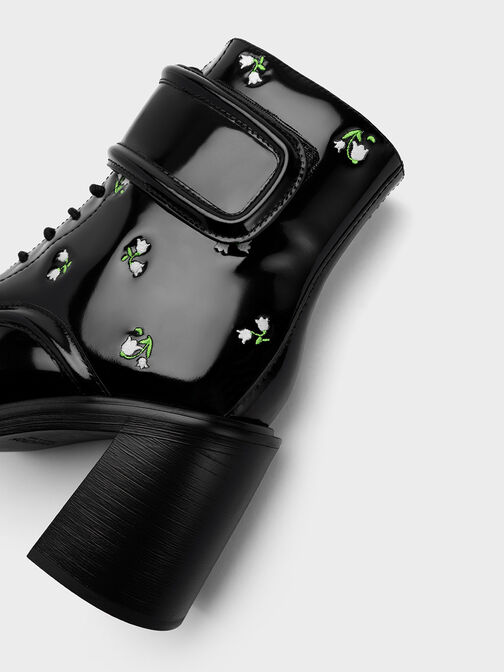 Rosalie Leather Floral Ankle Boots, , hi-res