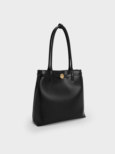 Behn Belted Tote Bag, Black, hi-res
