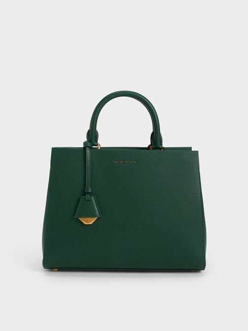 Mirabelle Structured Handbag, Dark Green, hi-res