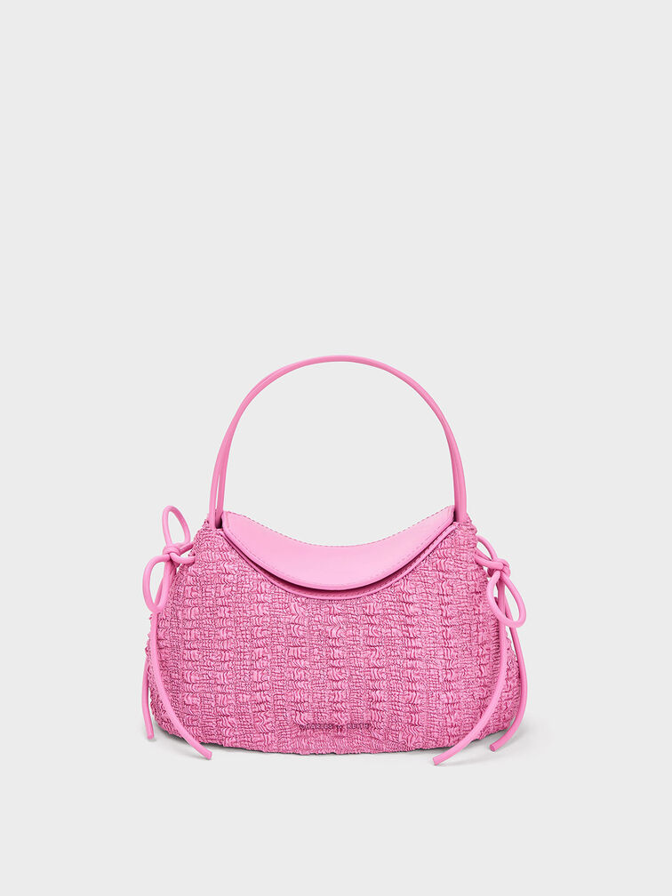 Charles & Keith Clover Curved Shoulder Bag In Fuchsia