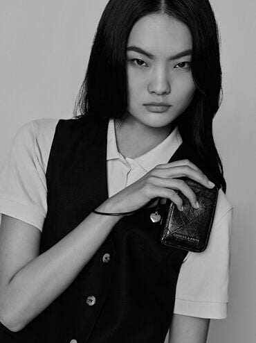 Apfra Quilted Wristlet, Black, hi-res