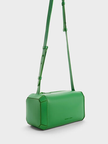 Geometric Boxy Shoulder Bag, สีเขียว, hi-res