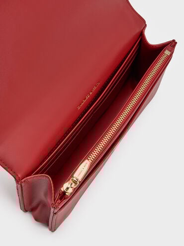 Paffuto Quilted Wallet On Chain, Tomato Red, hi-res