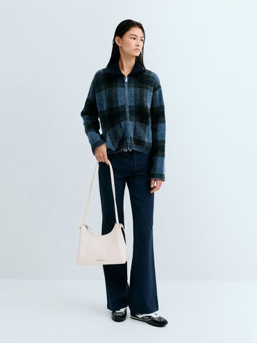 กระเป๋าโฮโบตกแต่งด้วยโบว์รุ่น Hazel, สีครีม, hi-res