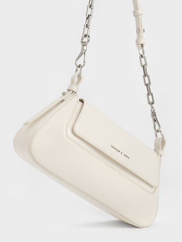 Olivia Trapeze Shoulder Bag, สีครีม, hi-res