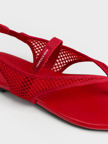 Ellory Mesh Thong Slingback Sandals, Red, hi-res