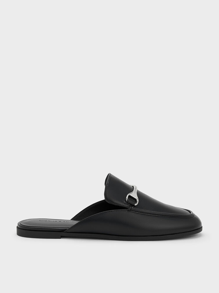 Leslie Metallic-Accent Mules, Black, hi-res