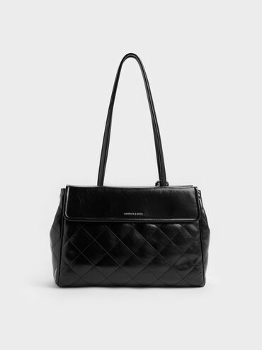 XL Apfra Quilted Tote Bag, Noir, hi-res