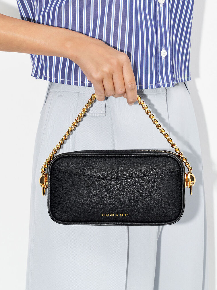 Black Cayce Boxy Crossbody Bag CHARLES & KEITH TH