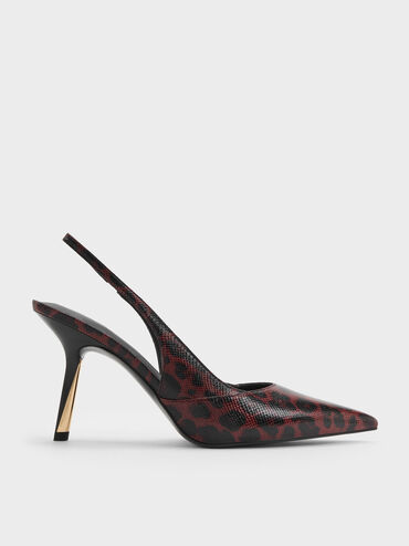 Taylen Leopard-Print Slingback Pumps, Animal Print Burgundy, hi-res