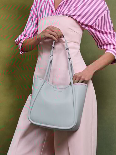 กระเป๋าโท้ทขนาดมินิดีไซน์ขอบรุ่น Lyla, สีซีซอลต์บลู, hi-res