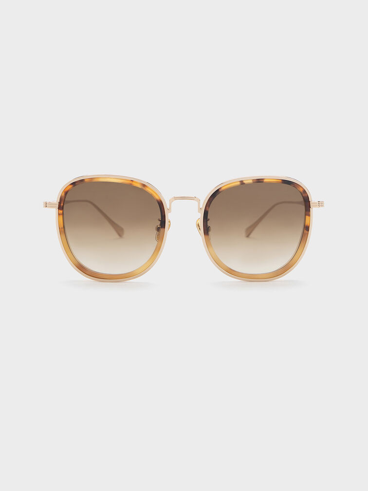 Recycled Acetate Metallic-Rim Sunglasses, , hi-res