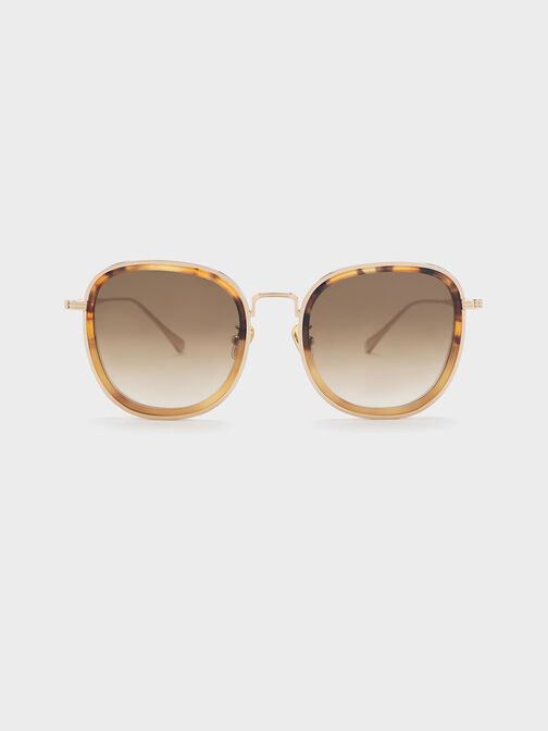 Recycled Acetate Metallic-Rim Sunglasses, , hi-res