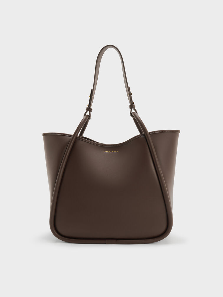 กระเป๋าโท้ทดีไซน์ทรงโค้งรุ่น Lyla, สีเอสเพรสโซบราวน์, hi-res