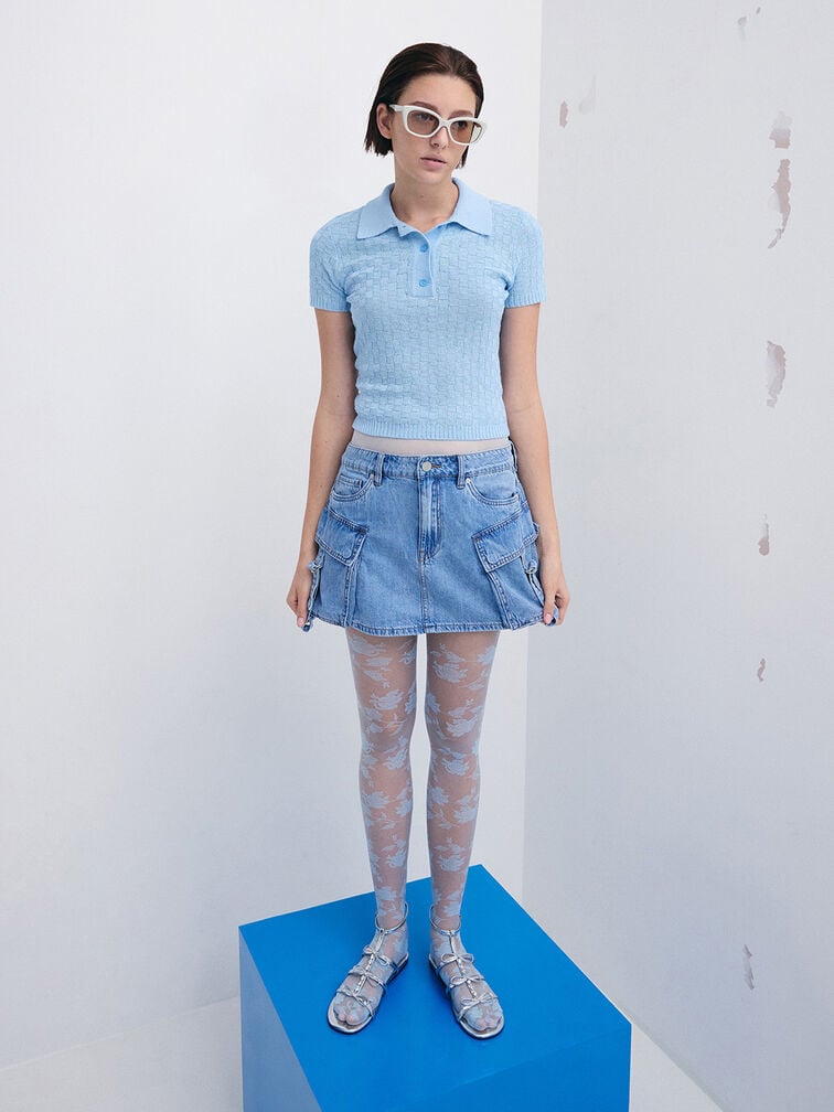 แว่นตากันแดดกรอบทรงตาแมววัสดุอะซิเตทรีไซเคิลรุ่น Maeva, สีชอล์ค, hi-res