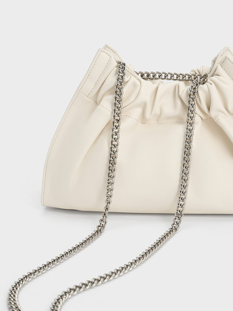 Cyrus Slouchy Chain-Handle Bag, สีครีม, hi-res