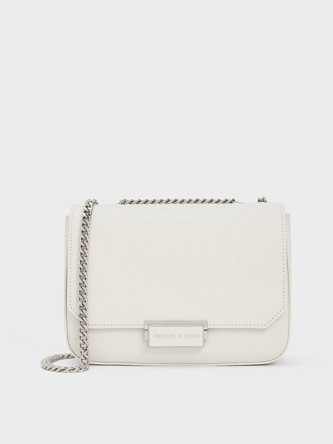 White Mini Sue Chain Strap Shoulder Bag CHARLES KEITH TH