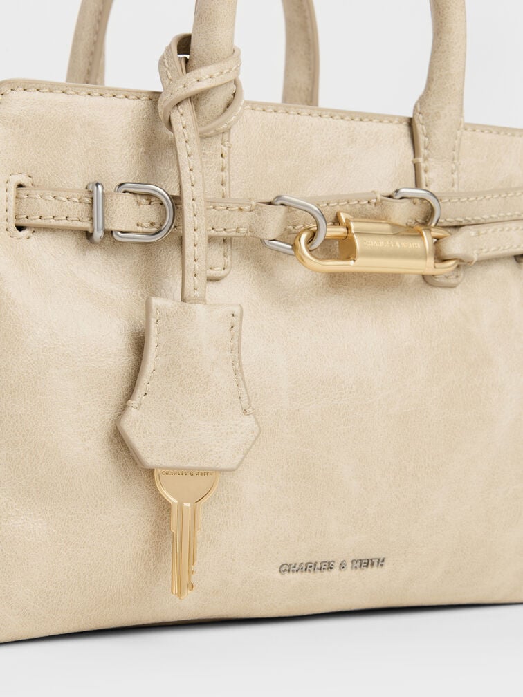 Mini Delfina Belted Tote Bag, Sand, hi-res
