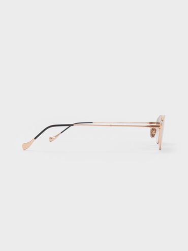 Jax Metal-Frame Geometric Sunglasses, Rose Gold, hi-res