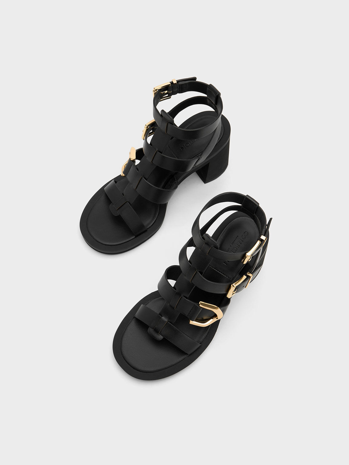 Black leather 2025 gladiator sandals