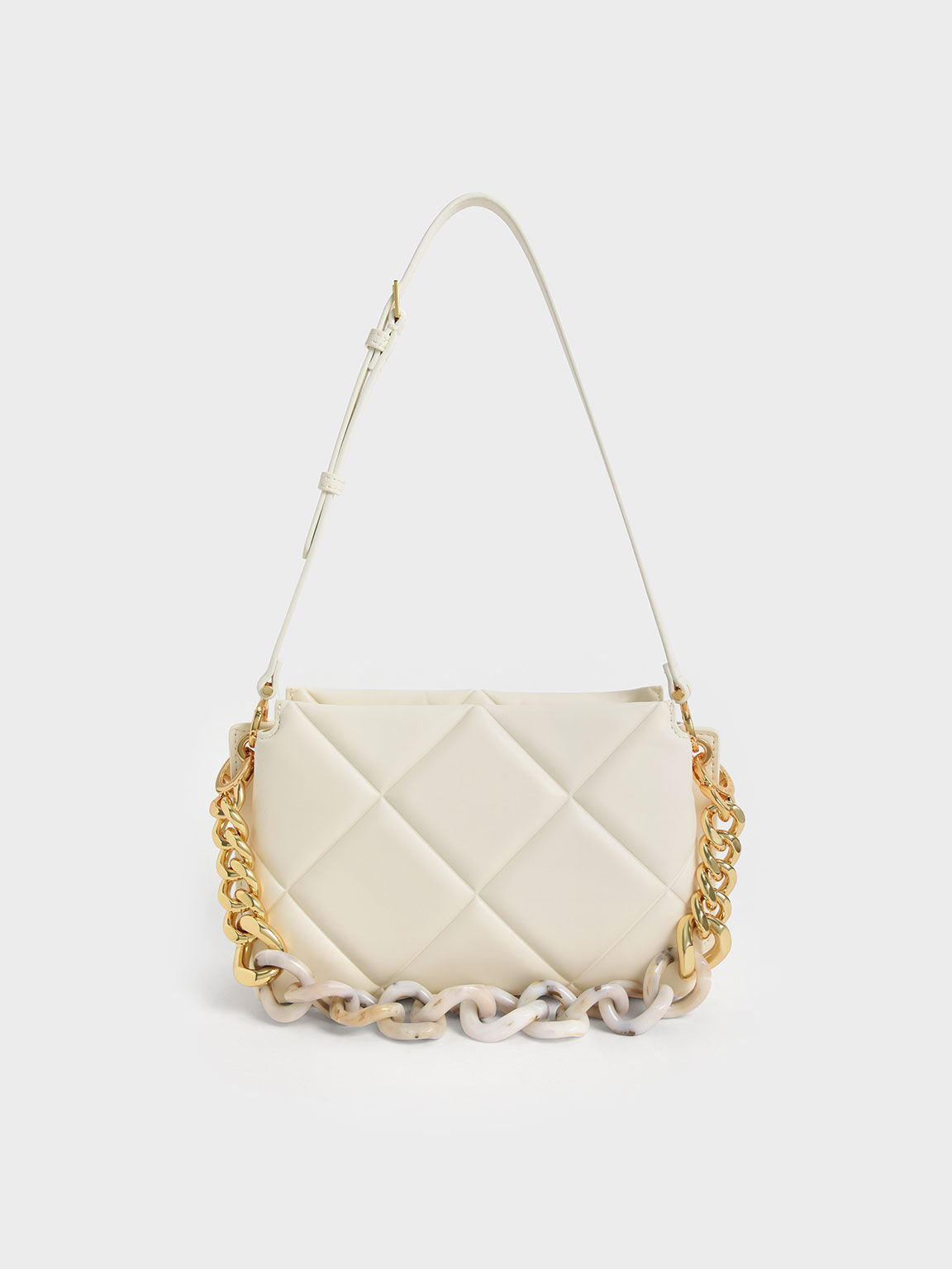 Cream Danika Chunky Chain Padded Bag CHARLES KEITH TH
