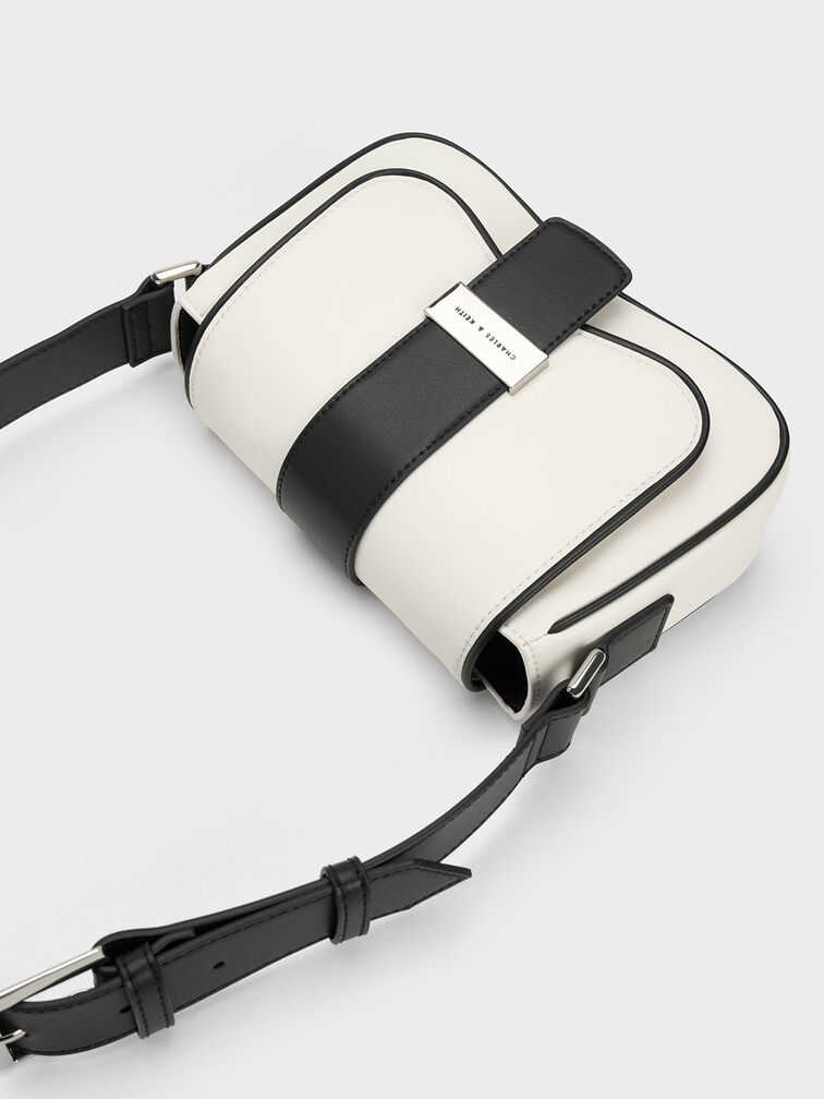 Belted Curved Shoulder Bag, , hi-res