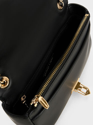 Arwen Diamond-Quilt Shoulder Bag, Black, hi-res