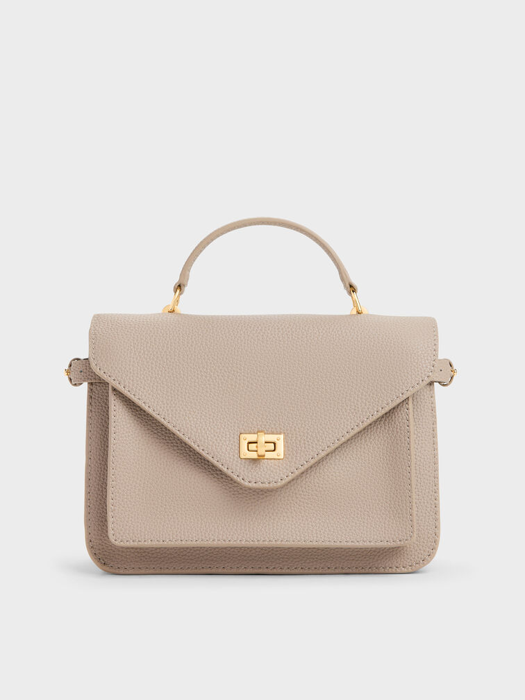 Mini Chance Turn-Lock Crossbody Bag, Taupe, hi-res
