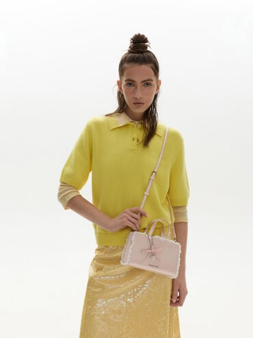 Raina Lace-Trim Tote Bag, Pink, hi-res