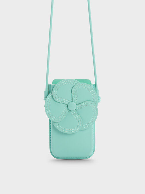 Camelia Flower Phone Pouch, สีเทอควอยซ์, hi-res