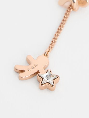 ต่างหูดีไซน์นางฟ้าขนมปังขิงพร้อมดาวคริสตัลรุ่น Athalia, สีโรสโกลด์, hi-res