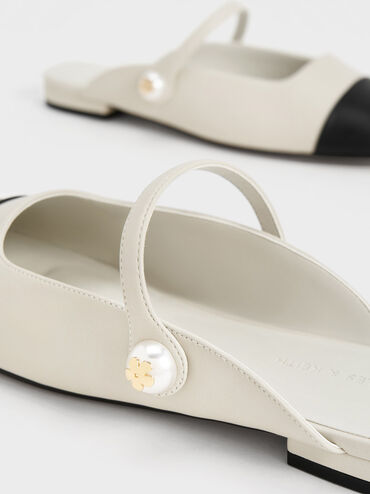 Aeryn Pearl Embellished Flat Mules, Chalk, hi-res