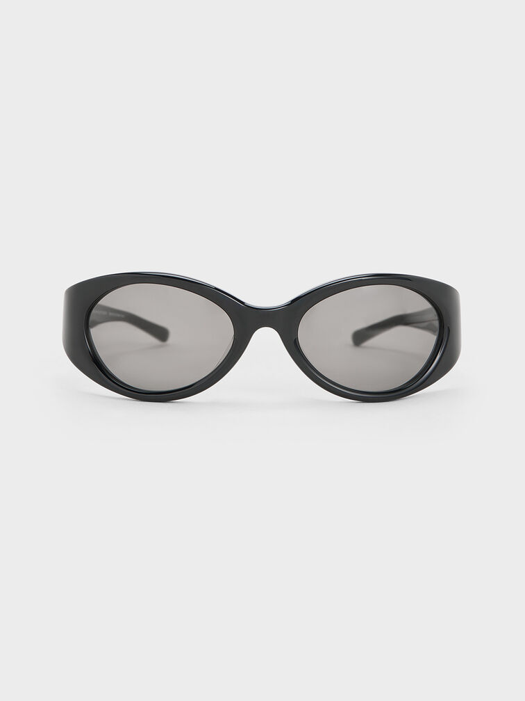 Eden Oval Sports Sunglasses, Black, hi-res