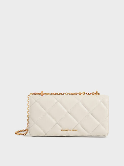 Paffuto Chain Handle Quilted Long Wallet, , hi-res