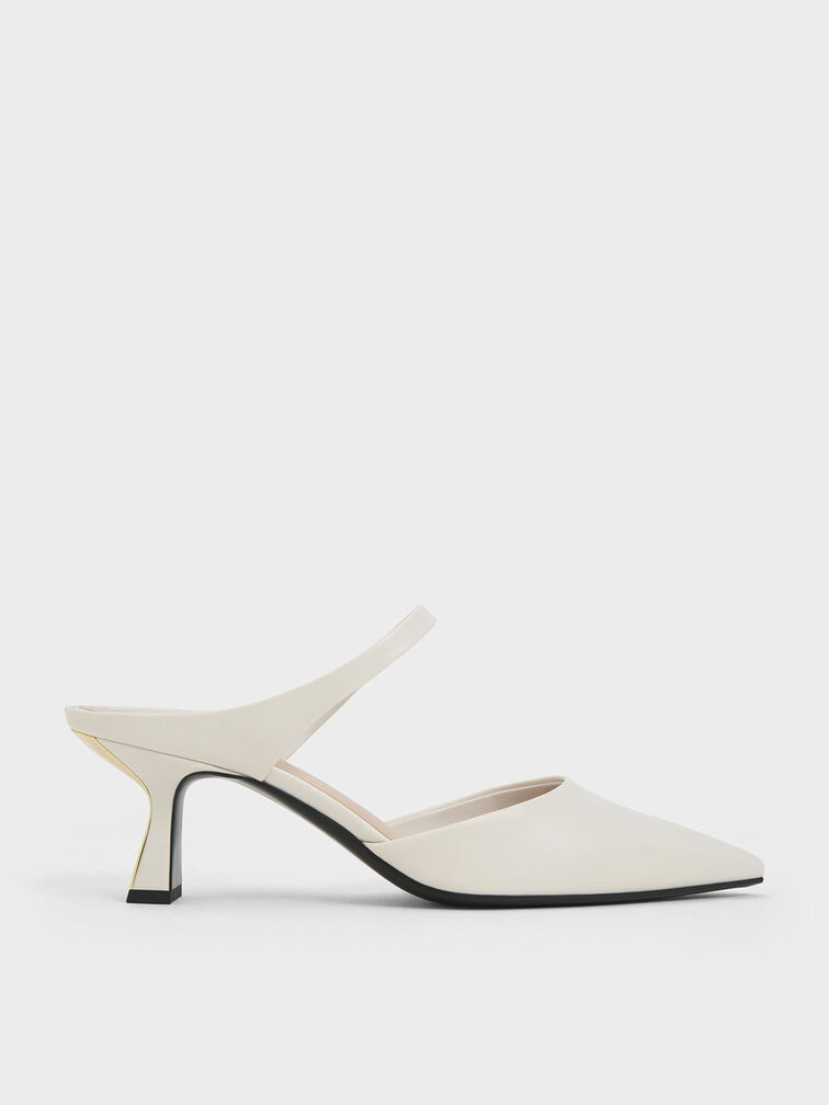 Slant Heel Mules, สีขาว, hi-res